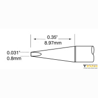 Картридж-наконечник для MX-UF, клиновидный удл. 0.8 X 9мм