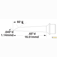 SMC-7HF6015S Картридж-наконечник для СV/MX, миниволна 1.5х16.51мм (замена SMTC-1167) METCAL