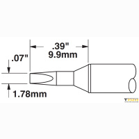 CVC-8CH0018S Картридж-наконечник для СV/MX, клин 1.78х9.9мм (замена STTC-837V1) METCAL
