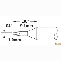 CVC-9CH0010S Картридж-наконечник для СV/MX, клин 1.0х9.1мм (замена STTC-825) METCAL