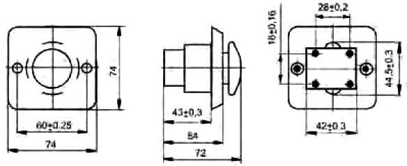 Пост управления кнопочный ПКЕ-122-1 У3 - габаритная схема