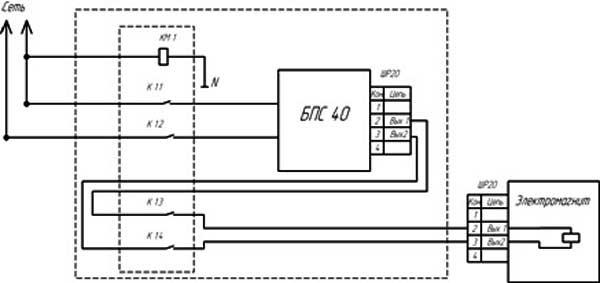Электромагнит КЭП 1300 - схема подключения