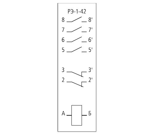Принципиальная электрическая схема реле РЭ-1-42