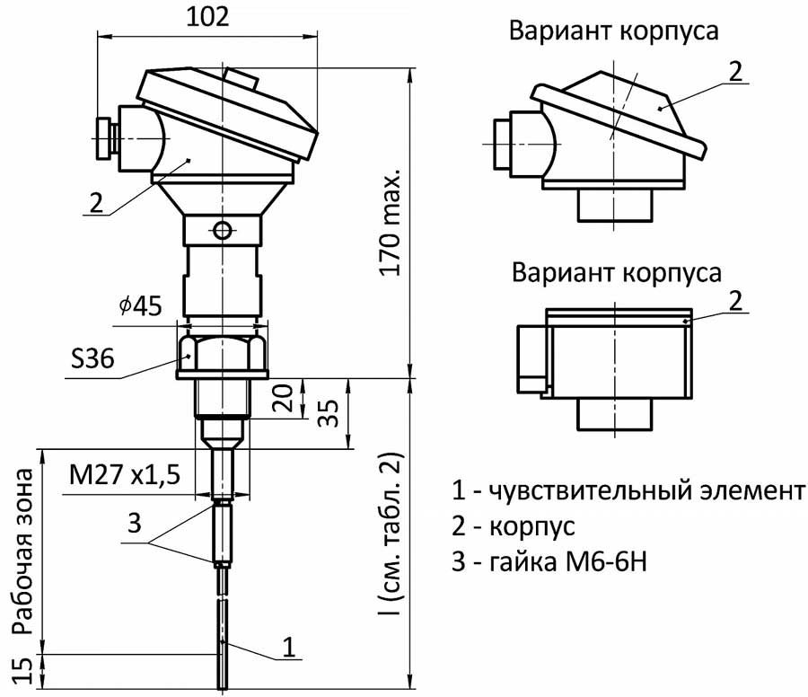 Габаритные и установочные размеры первичных преобразователей ПП-011; ПП-011И; ПП-111; ПП-111И