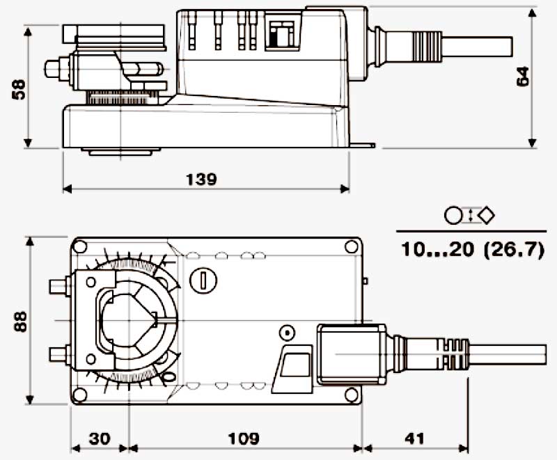 Габаритная схема электропривода SM230A