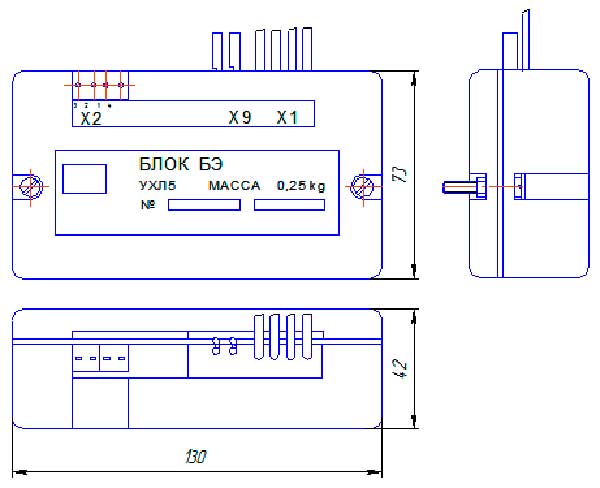 Габаритные размеры блока БЭ