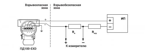 Схема подключения ПД100-ДИ-111 «EXIA»/115-«EXD»