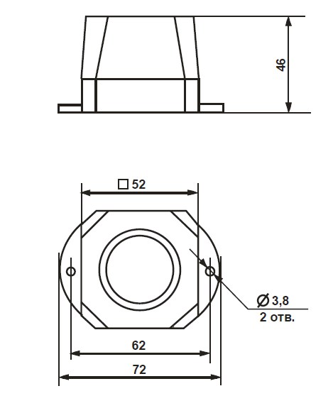Схема габаритных размеров оповещателя Сирена С-03-12