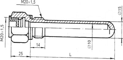 Рис.1. Габаритный чертеж защитной гильзы БАУИ.716533.001