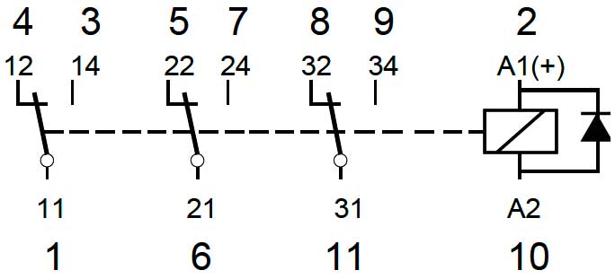 Электрическая схема реле Releco R3-N30D