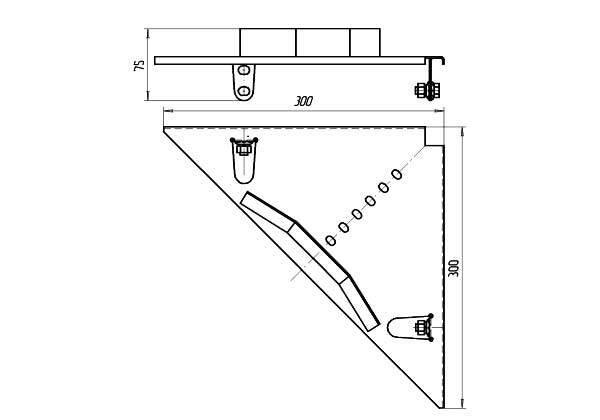 Габаритная схема секции углового лотка НЛ У45