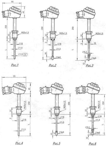 Рис.1. Габаритный чертеж преобразователя термоэлектрического ТХК-1690