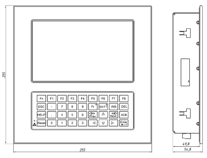 Габаритные размеры панели ввода информации К928
