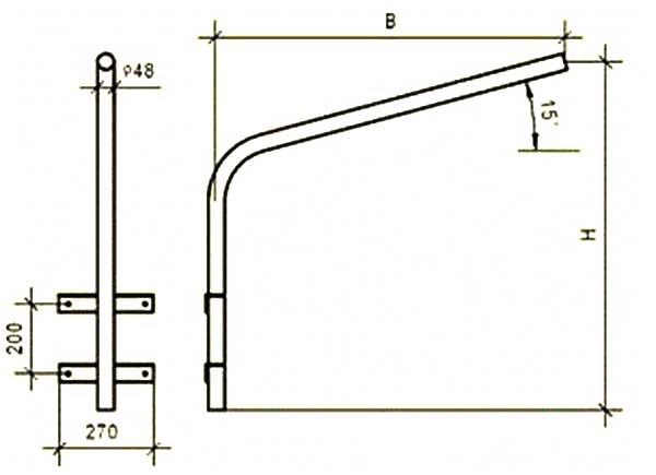 Габаритная схема кронштейна К1П-5-3,5