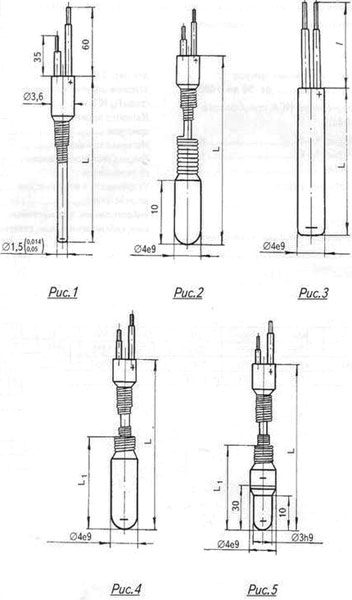 Рис.1. Габаритный чертеж термопреобразователя ТХК-1590В