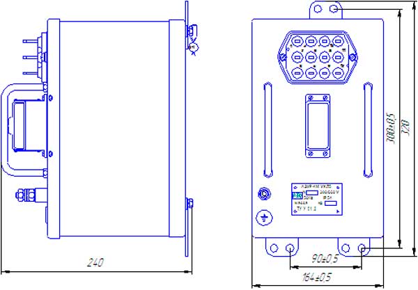 Аппарат защиты АЗУР-1М - габаритная схема
