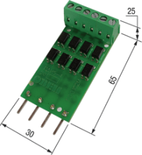 ПДИ5-4. Платы подключения к дискретным входам ОВЕН ПЛК100, ПЛК150, ПЛК154 уровней TTL (0–5 В)