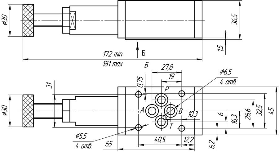 Конструктивная схема гидроклапана КРМ-М6/З Р4