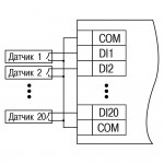 Схема подключения датчиков «сухие контакты»